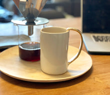 Load image into Gallery viewer, Hand-built Mug 14 fl oz, with 22k gold luster handle , any drink - Handmade Gift for Her, Gift for Him