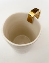 Load image into Gallery viewer, Hand-built Mug 14 fl oz, with 22k gold luster handle , any drink - Handmade Gift for Her, Gift for Him