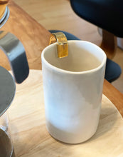 Load image into Gallery viewer, Hand-built Mug 14 fl oz, with 22k gold luster handle , any drink - Handmade Gift for Her, Gift for Him
