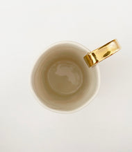 Load image into Gallery viewer, Hand-built Mug 14 fl oz, with 22k gold luster handle , any drink - Handmade Gift for Her, Gift for Him