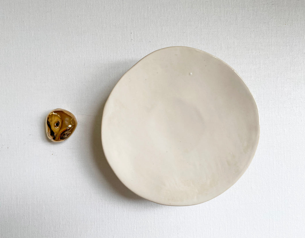 Ceramic Hand Built pebbles Incense Holder with 22k gold luster, Mother's day Gift, Modern Design,Artist Goods