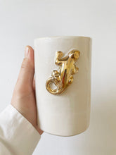 Load image into Gallery viewer, Hand Built Every Day Tumbler with 22k gold luster/ Dragonfly

